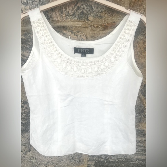 Kasper Tops - White Beaded Top